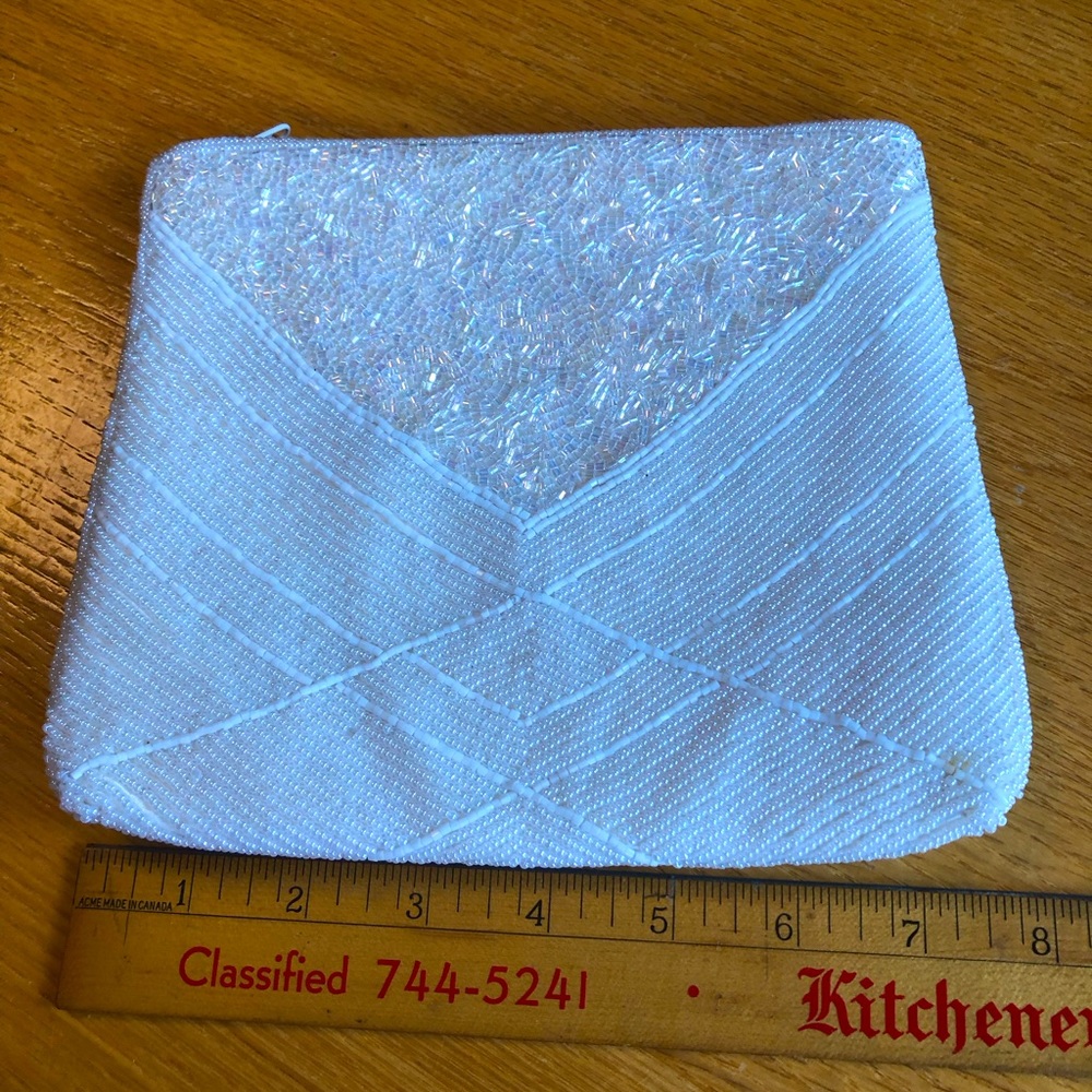 Beaded Zip Clutch/Makeup Bag HandMade by Du Val